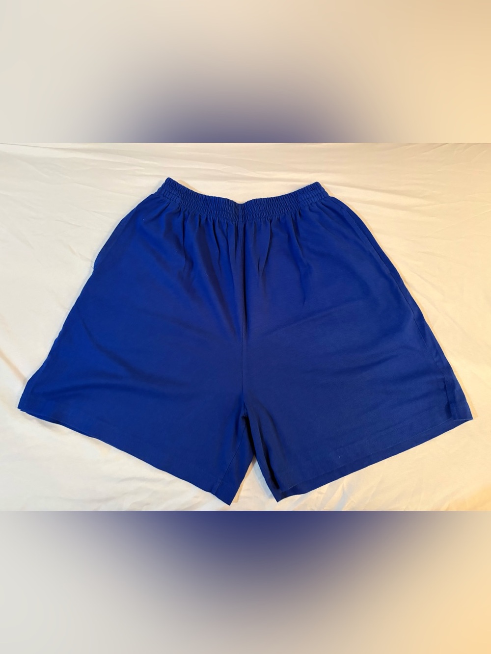Vintage Women's Liz Wear 100% Cotton Elastic Waist Royal Blue Shorts